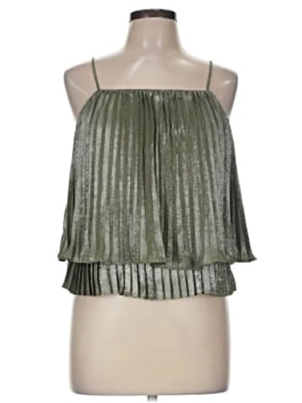 Ramy Brook Pleated Metallic Spaghetti Strap Tank Top